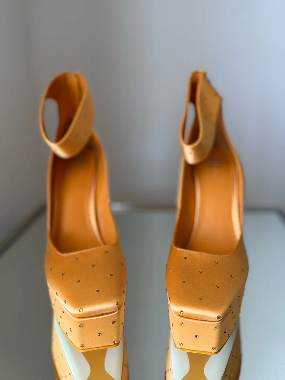 New Jimmy CHOO Sailor Moon Venus Platform 140 Orange Platform Pumps Crystals